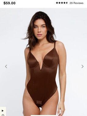 Sleek V-Plunge Brown Bodysuit